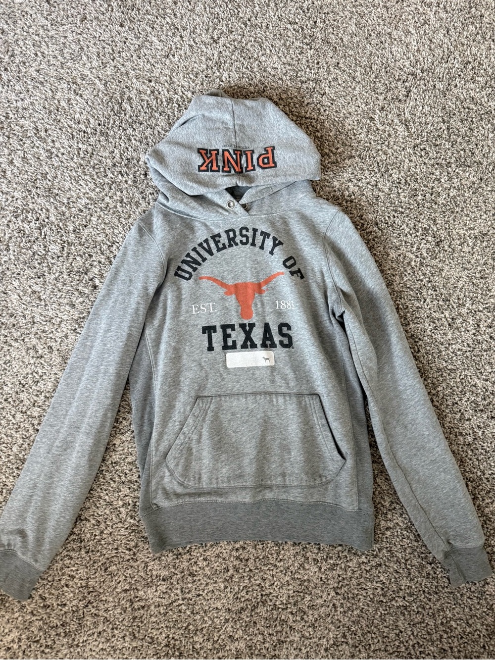 PINK VS Victoria Secret University of Texas Longhorns Gray Hooded Sweatshirt - Picture 1 of 2